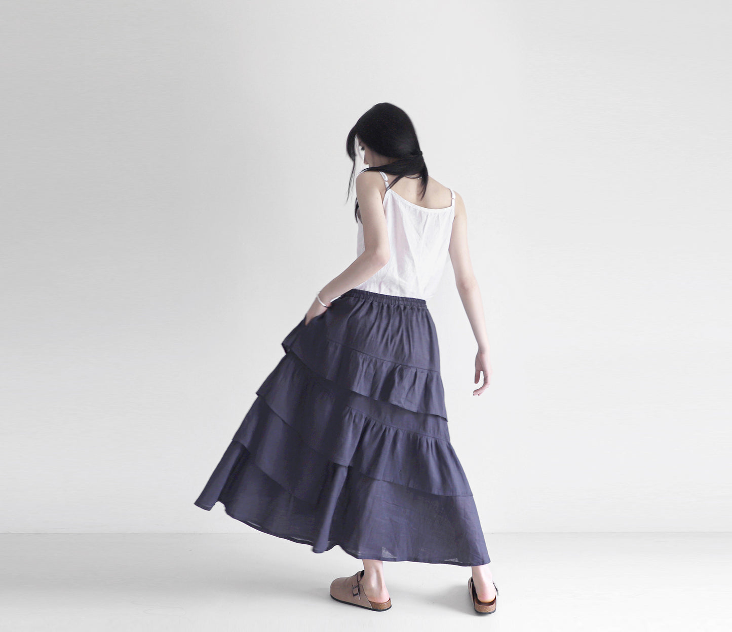 edoa maxi linen tiered skirt