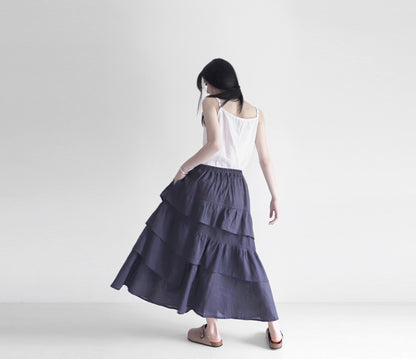 edoa maxi linen tiered skirt
