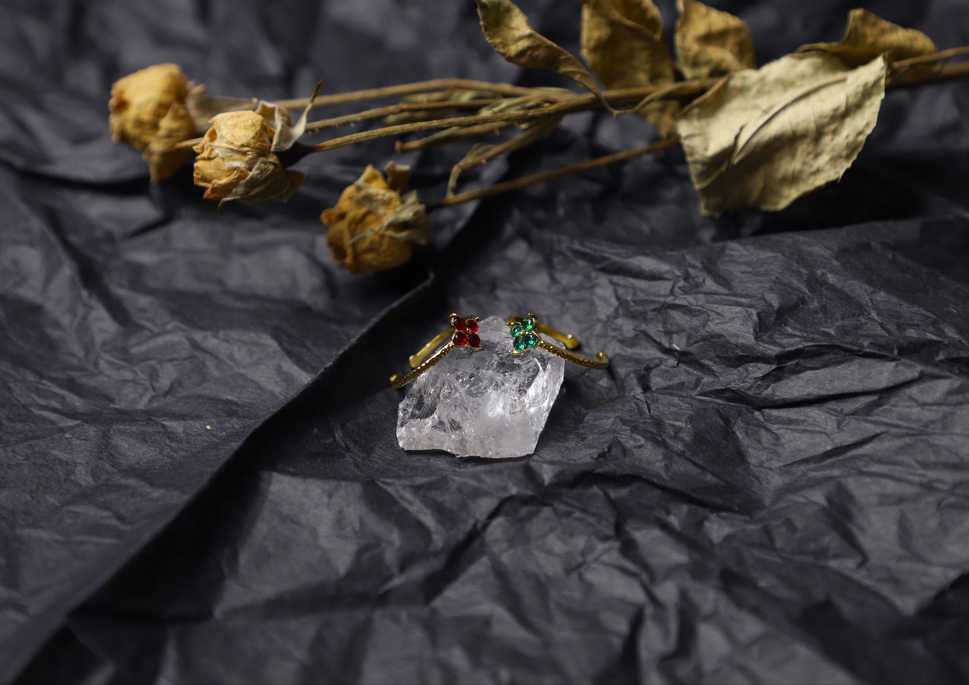 clover petal birthstone ring
