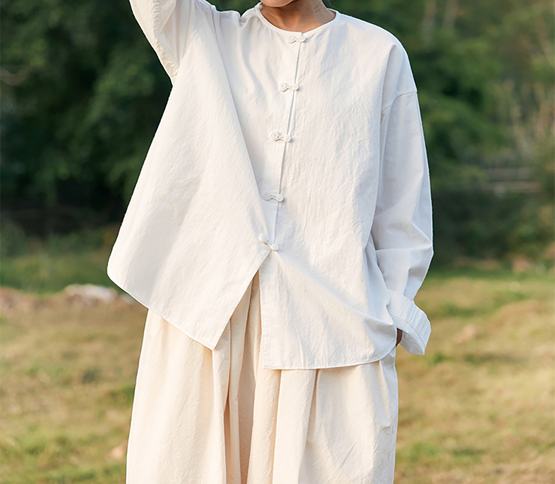 edoa Longsleeve Paper Cotton Round Neck Shirt