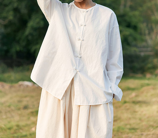 edoa Longsleeve Paper Cotton Round Neck Shirt