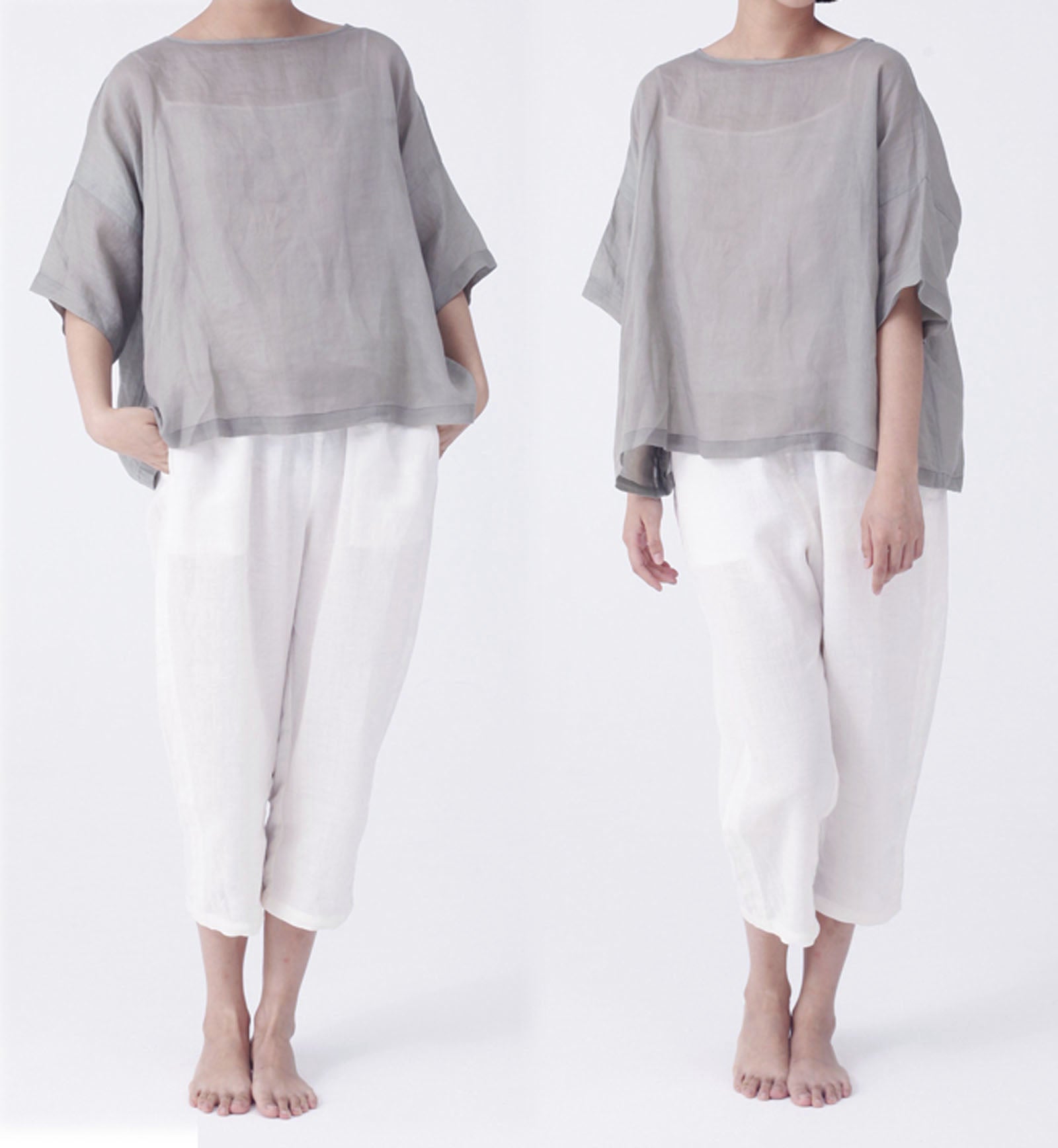 edoa Washed Ramie Smock Top
