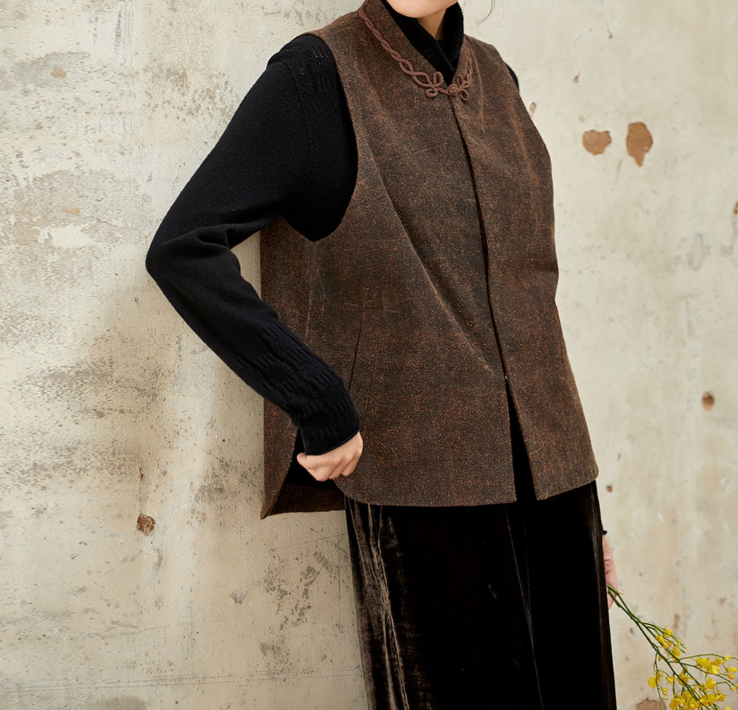 edoa Mud Silk Chinese Padded Vest 