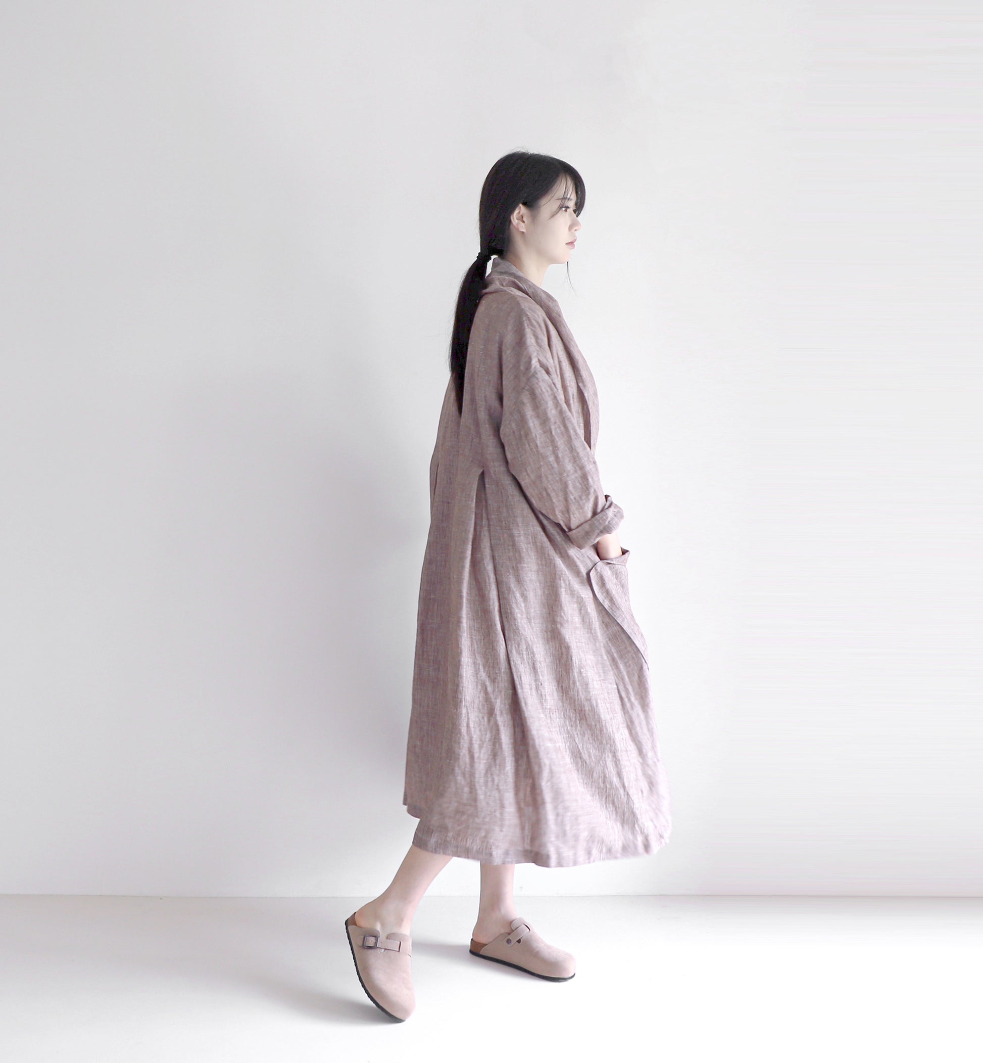 edoa oversized shawl collar linen coat
