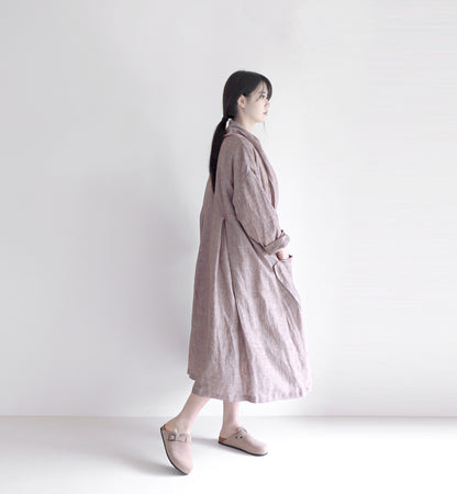 edoa oversized shawl collar linen coat