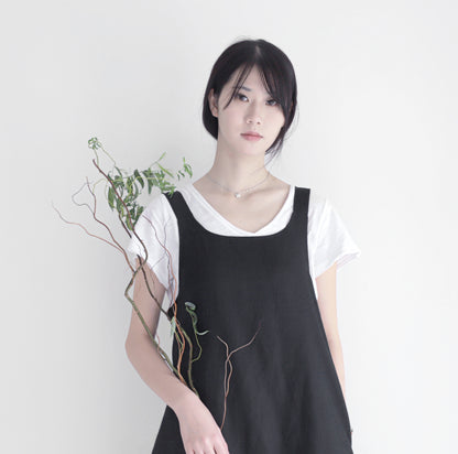 edoa linen pleated overall dress