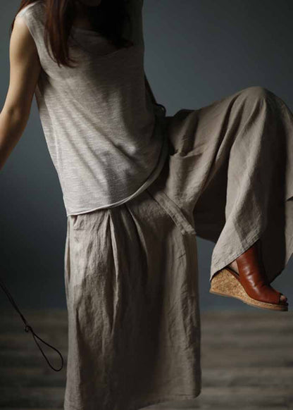 edoa  Linen Wide Leg Pants