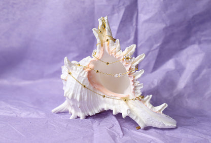 edoa Daisy Pearl Sattelite Necklace