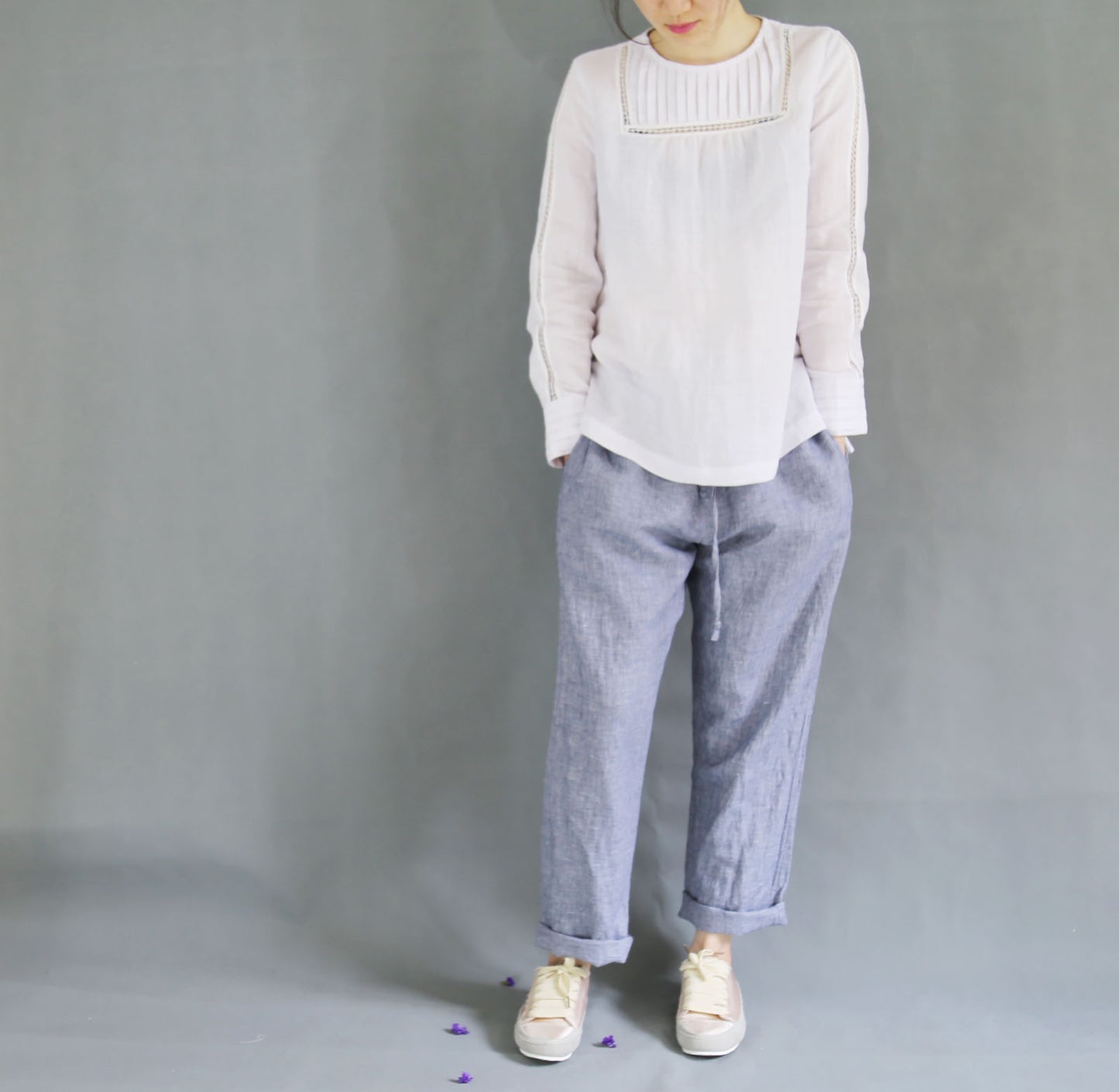 edoa French Linen Blend Victorian Top