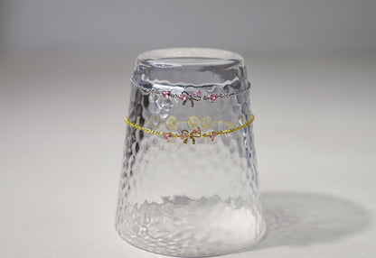 bowknot heart pink gem bracelet