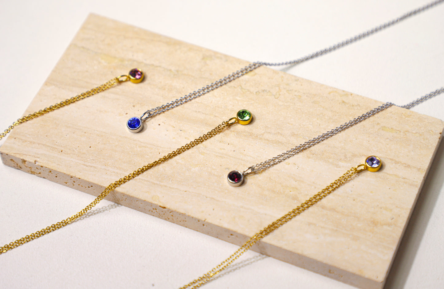 edoa Round Pendant Birthstone Necklace