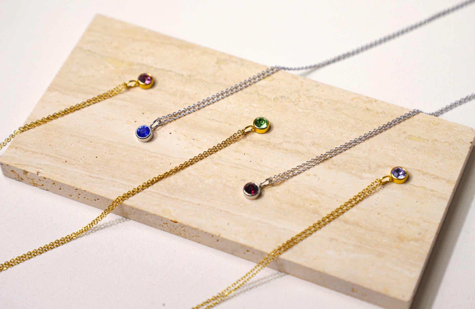 edoa Round Pendant Birthstone Necklace