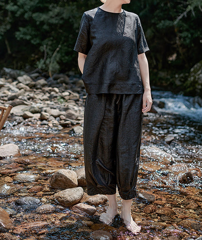 edoa Cracked Mud Silk Tapered Pants