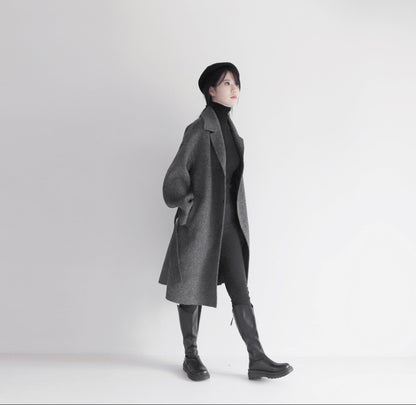 edoa double faced wool alpaca herringbone coat