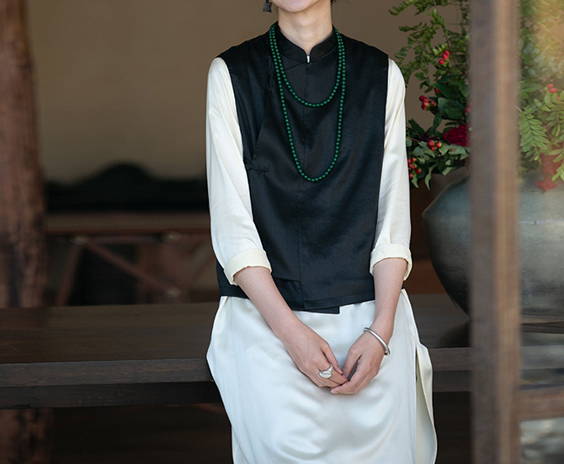 edoa Mud Silk Chinese Vest