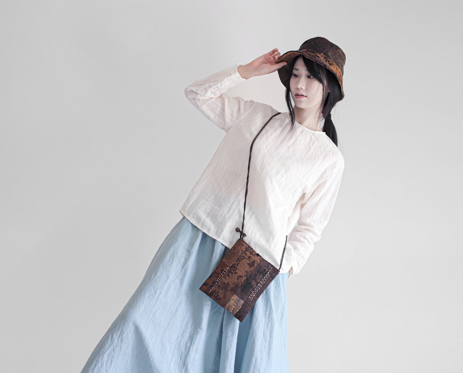 edoa minimalist striped linen blouse