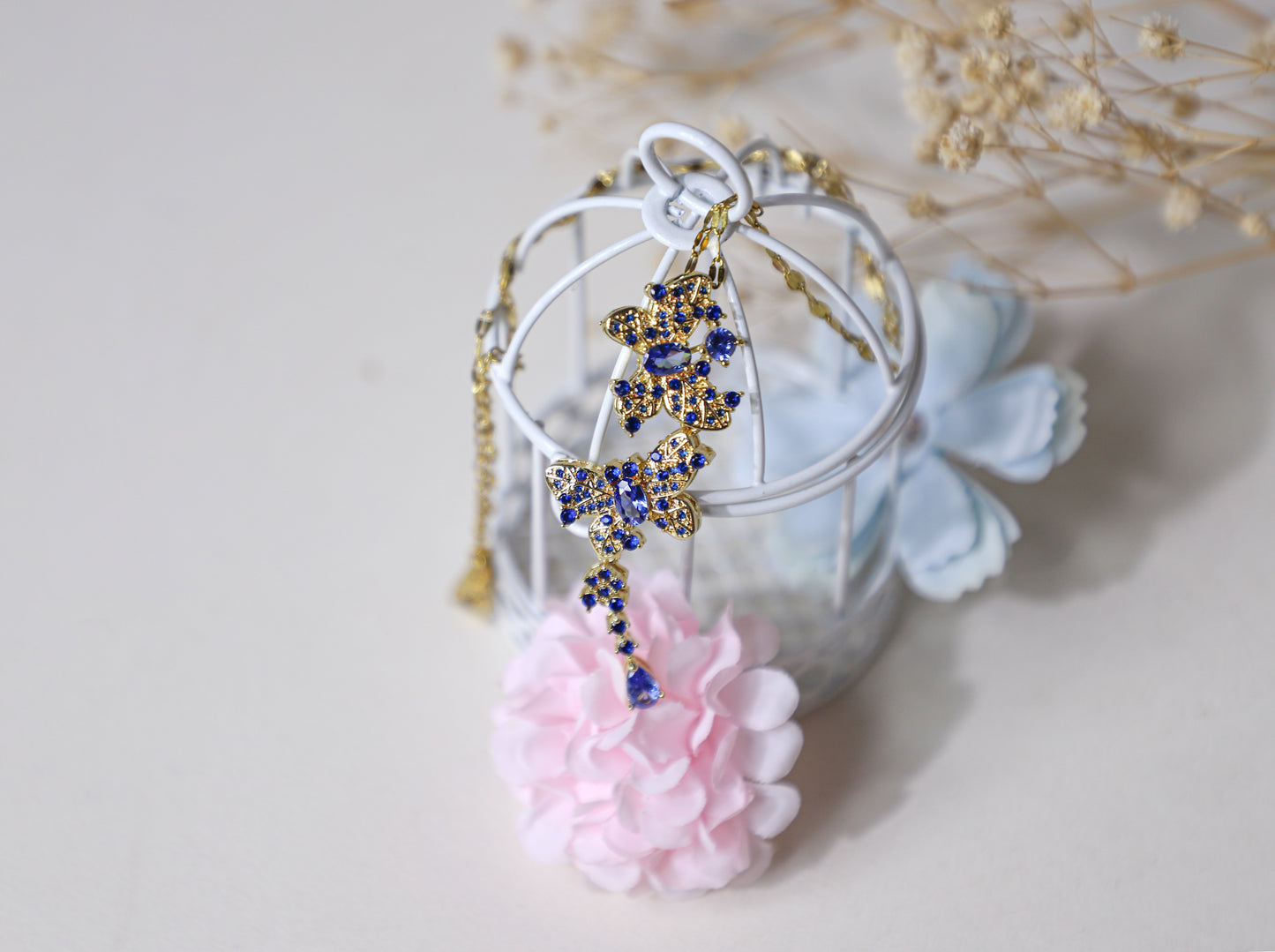 edoa Sapphire Duo Butterfly Necklace