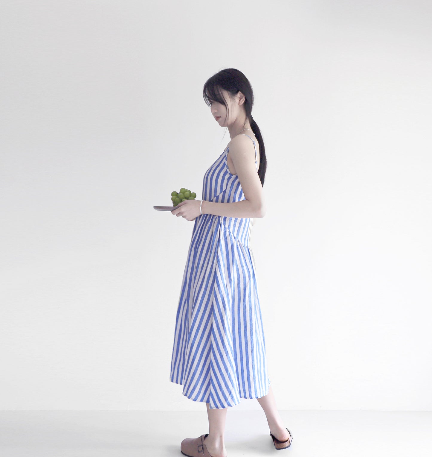 edoa linen striped dress