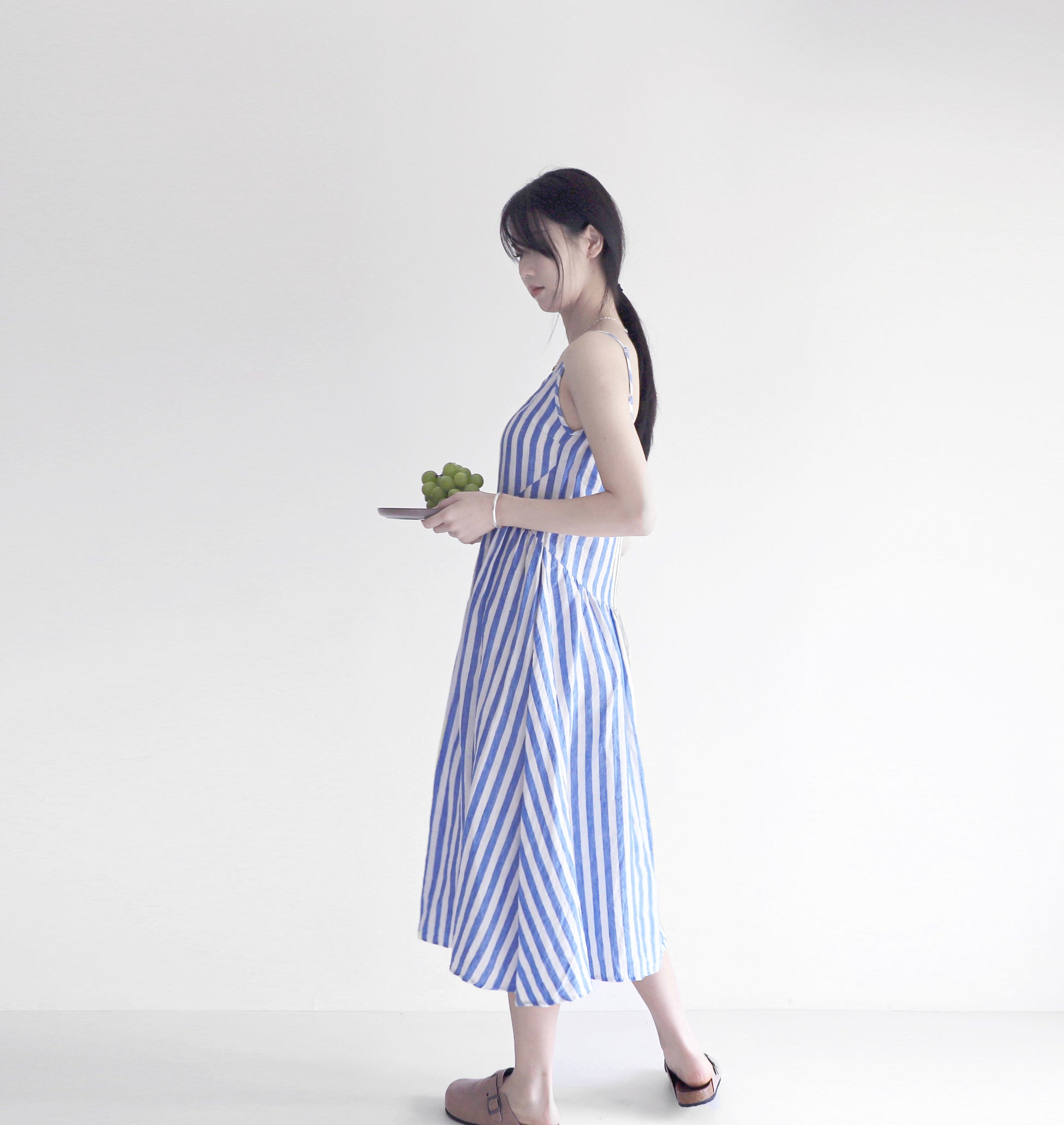 edoa linen striped dress