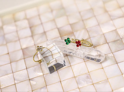 Heart clover birthstone ring