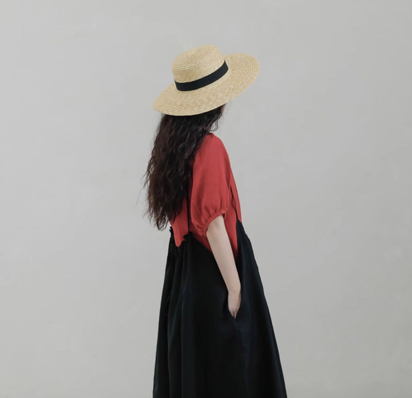 edoa Linen Gathered Overall Dress
