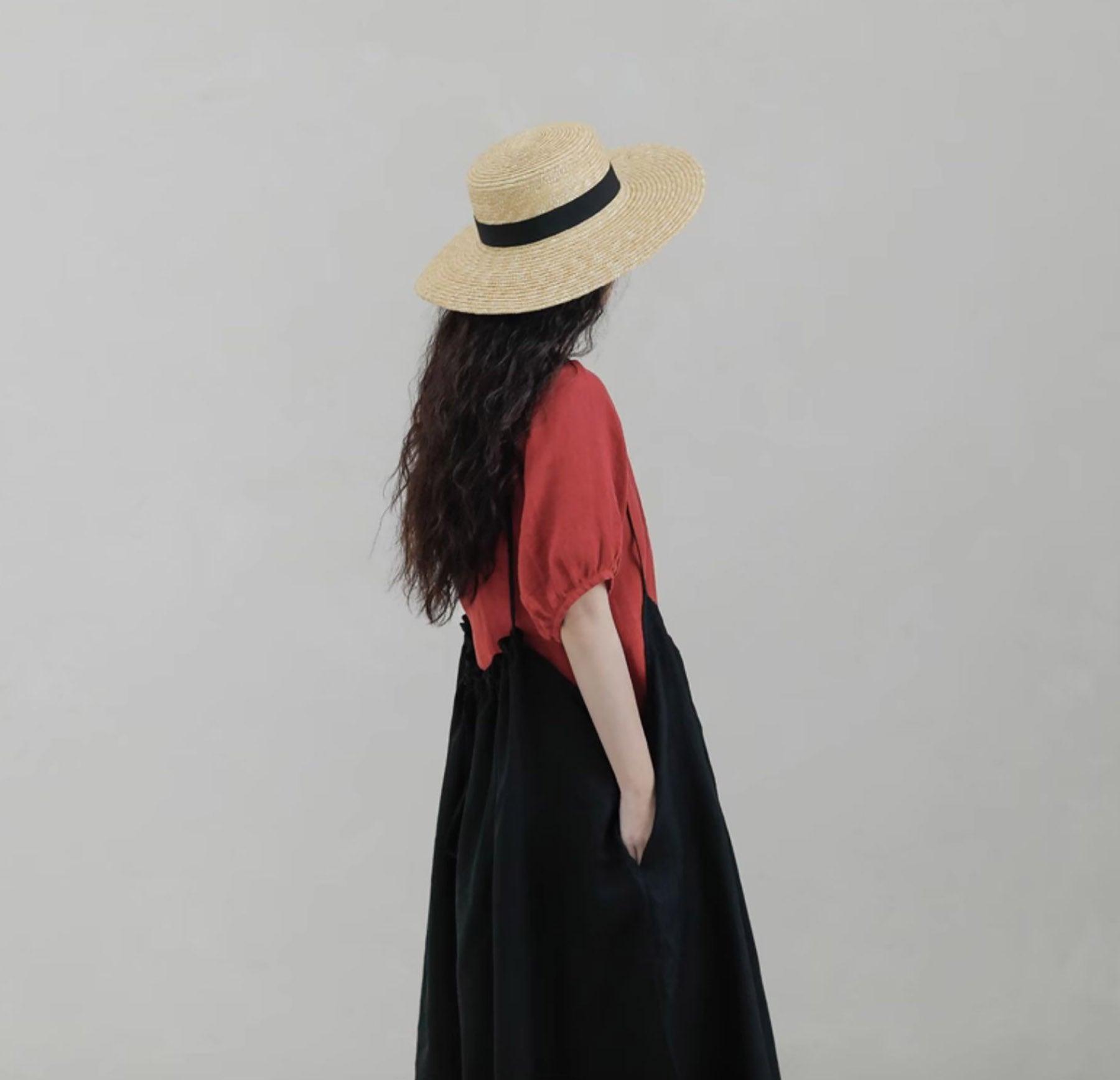 edoa Linen Gathered Overall Dress