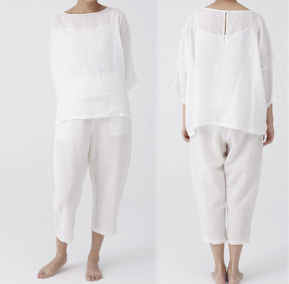 edoa Washed Ramie Smock Top
