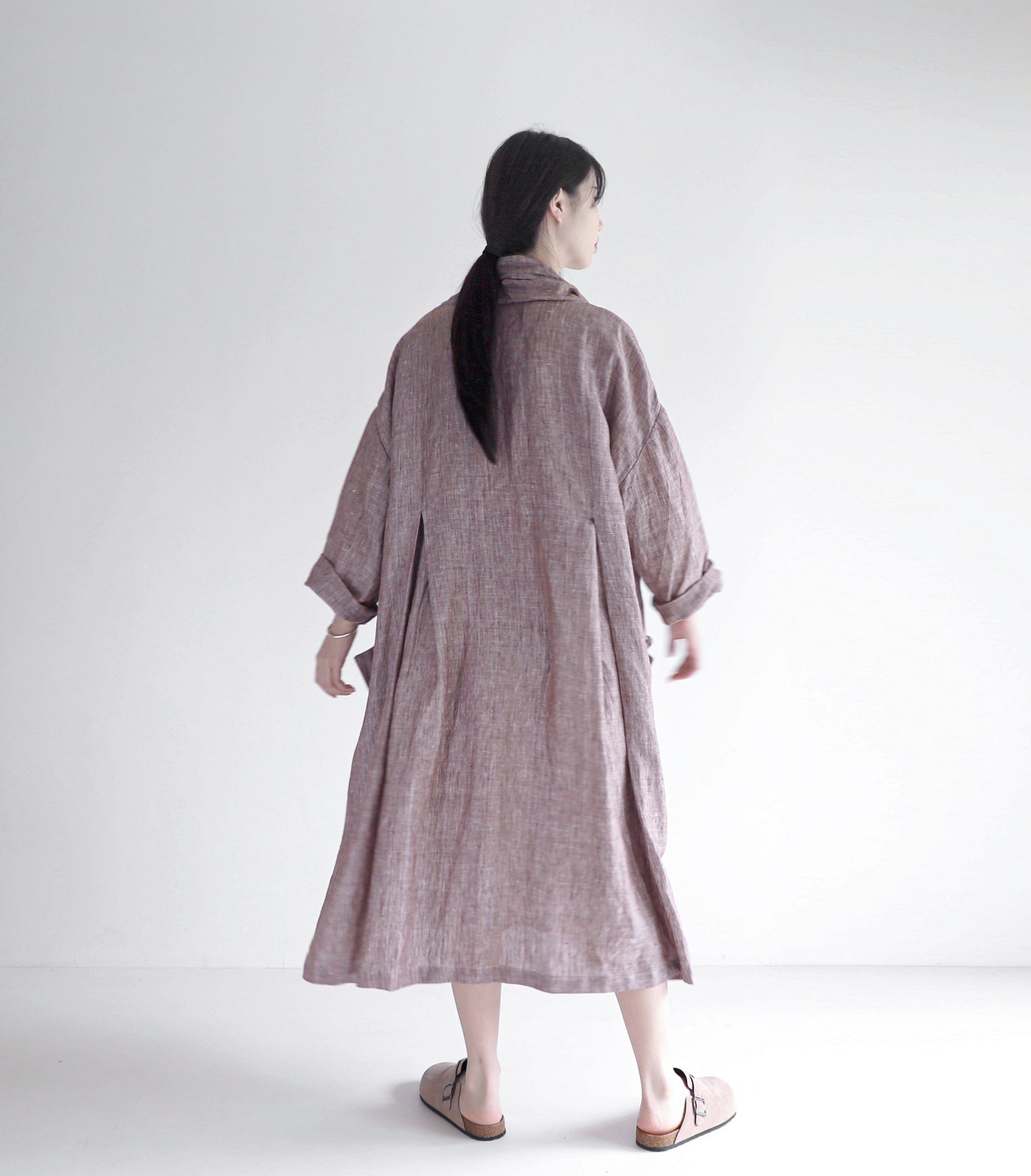 edoa oversized shawl collar linen coat