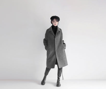 edoa double faced wool alpaca herringbone coat