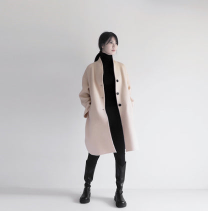 edoa white double faced wool coat