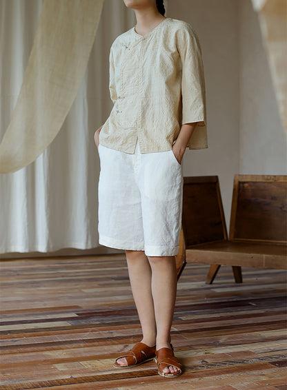 edoa Dupioni Tussah Silk Chinese Blouse