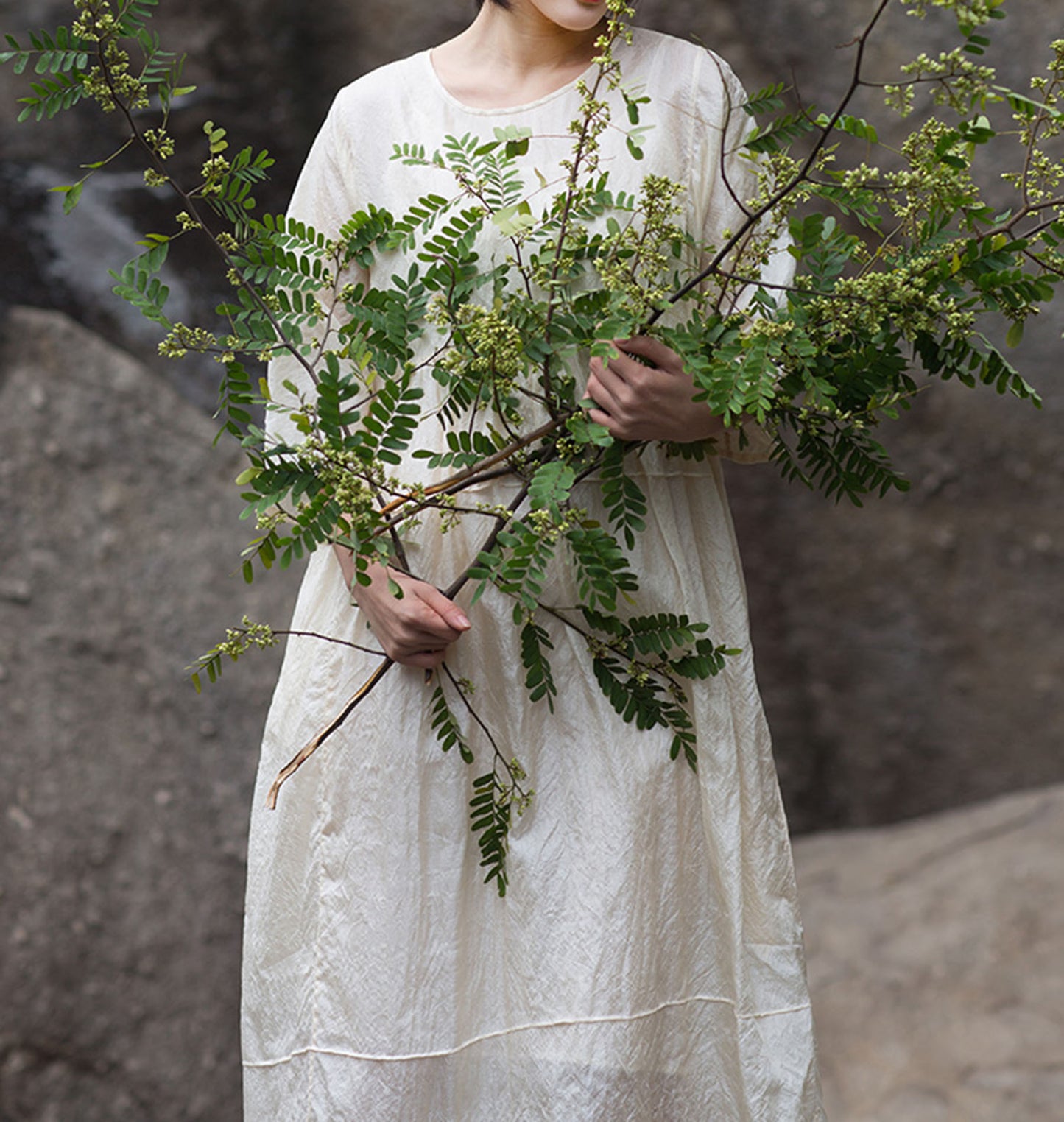 edoa Tussah Silk High Waist Dress