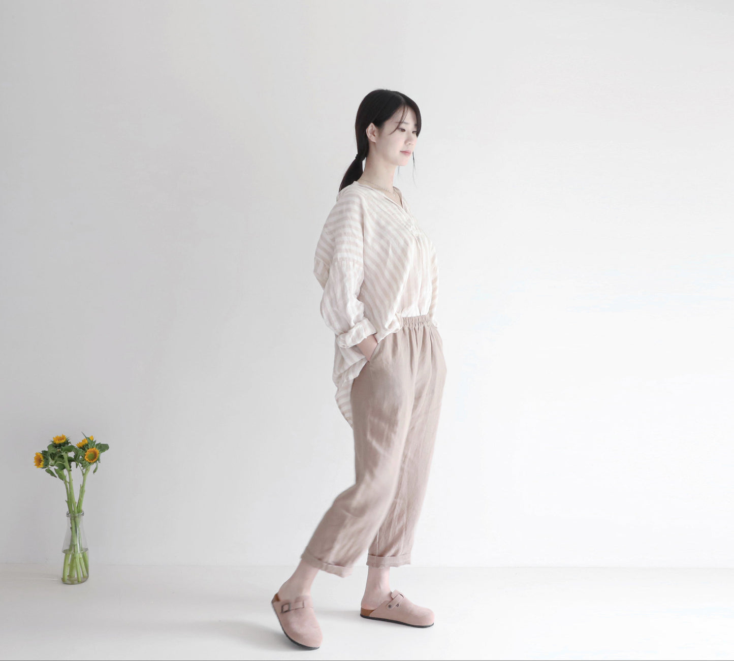 edoa linen striped blouse