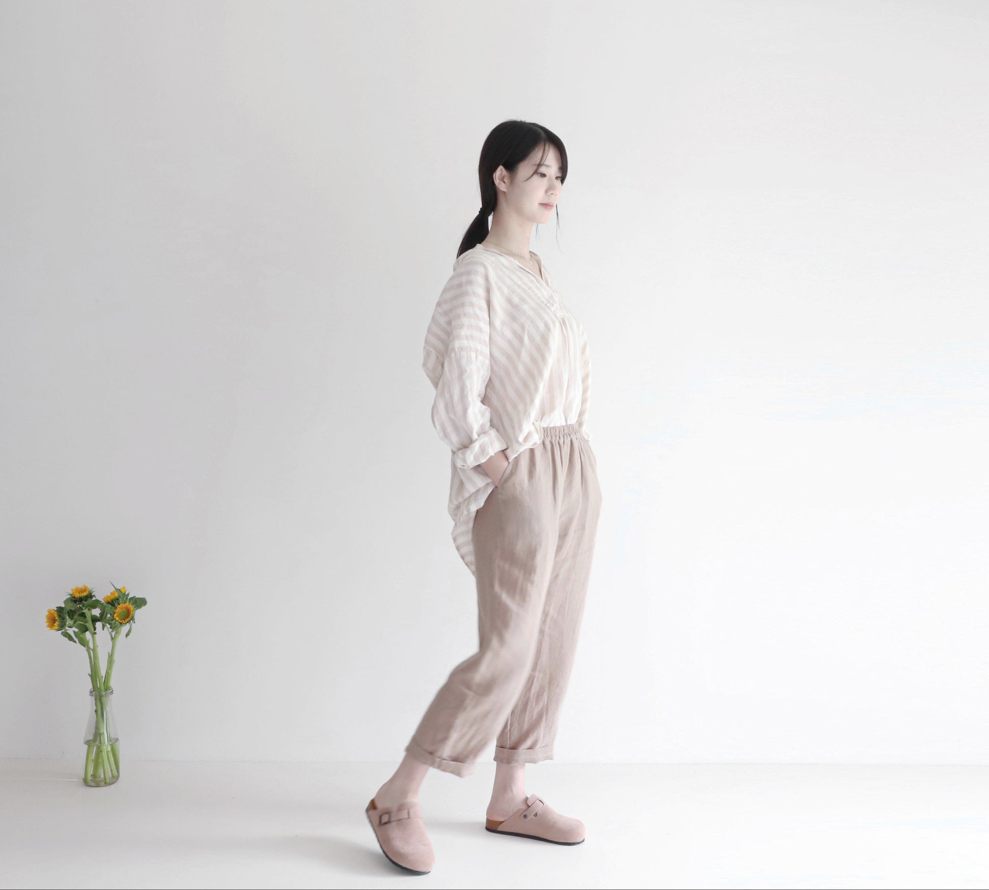 edoa linen striped blouse