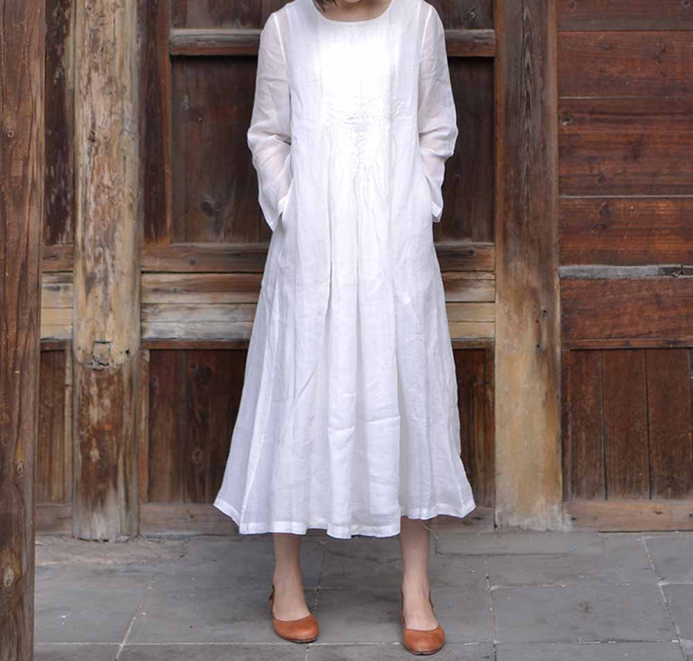 edoa Hand Pintucked Floor-length Dress