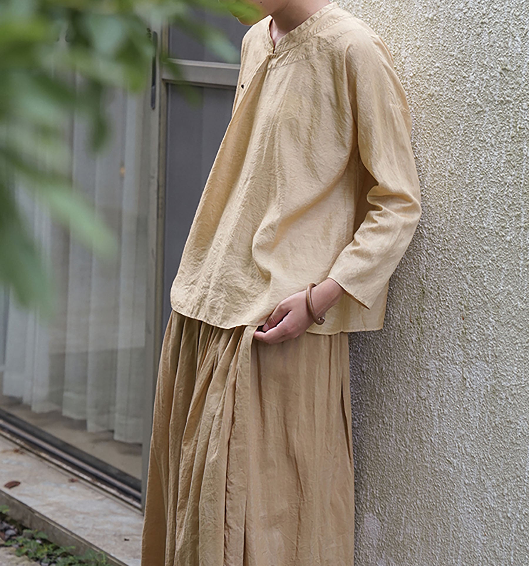 edoa Dupioni Tussah Silk Chinese Blouse