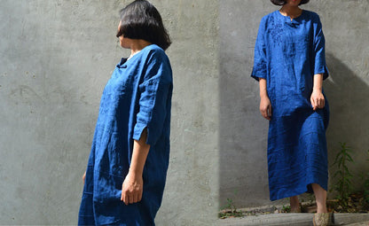 edoa Plant Dyed Linen Dress