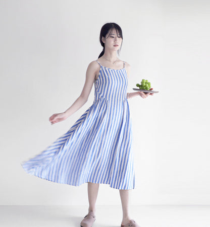edoa linen striped dress