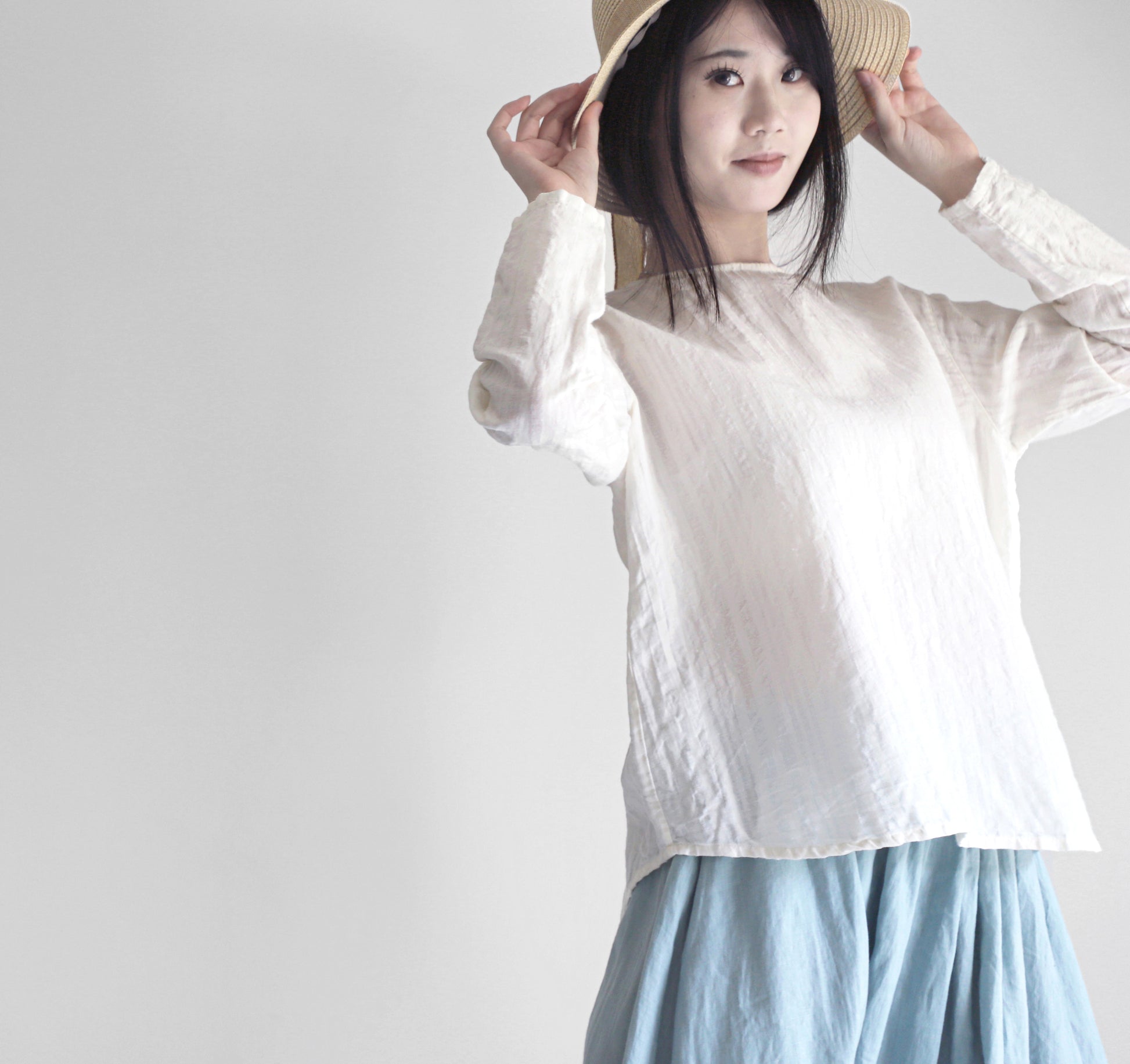 edoa minimalist striped linen blouse