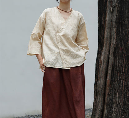 edoa Tussah Dupioni Silk Hanfu Blouse