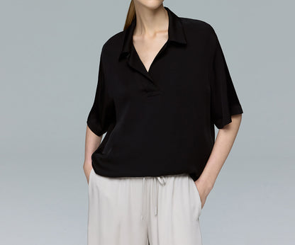 edoa Oversized Silk Georgette Polo