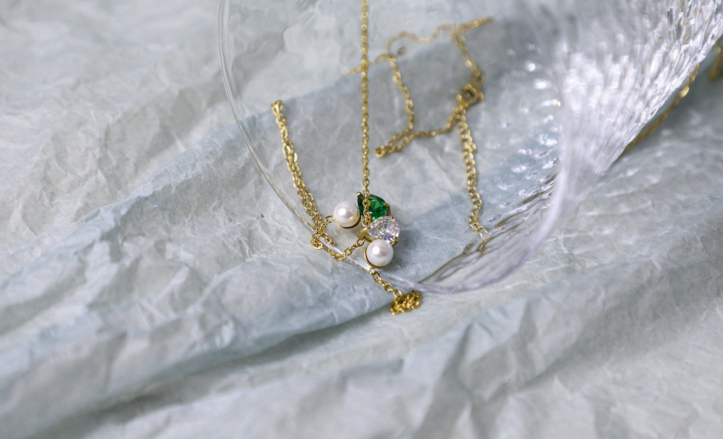 Pearl teardrop birthstone necklace
