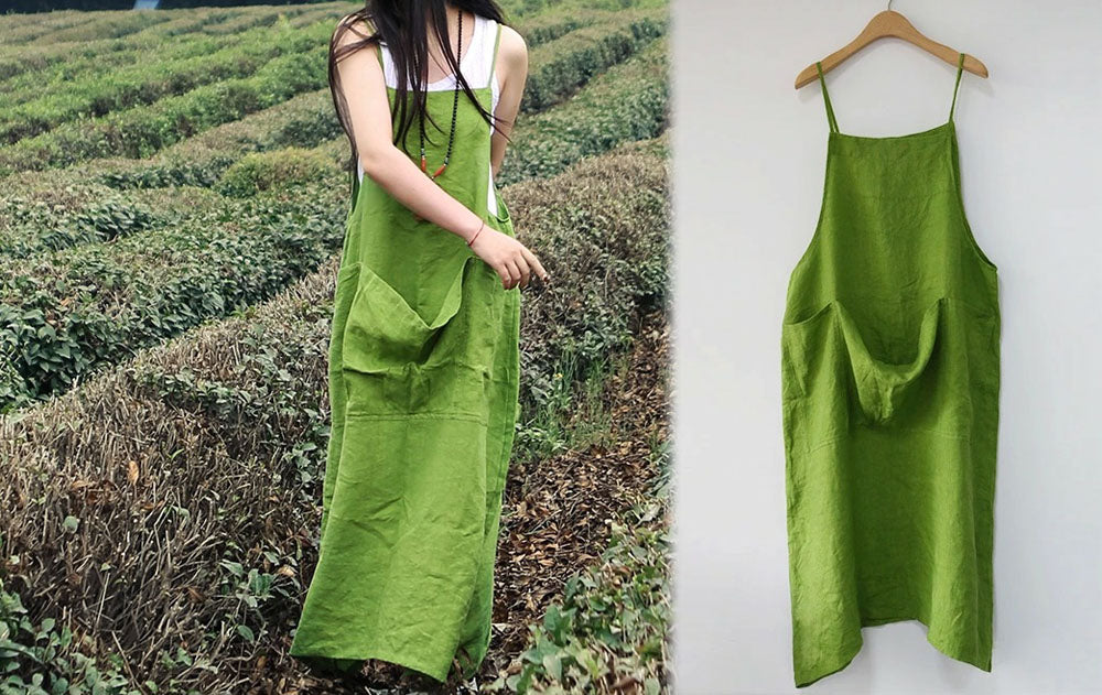 edoa Linen Pinafore Dress