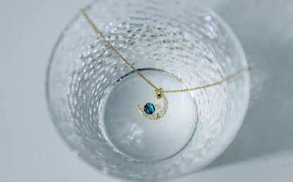 edoa Moon & Planet Pendant Necklace 