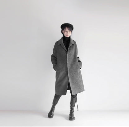 edoa double faced wool alpaca herringbone coat