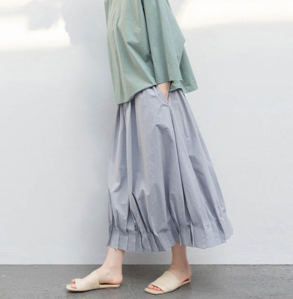 edoa Paper Cotton Pleated Hem Bud Skirt 