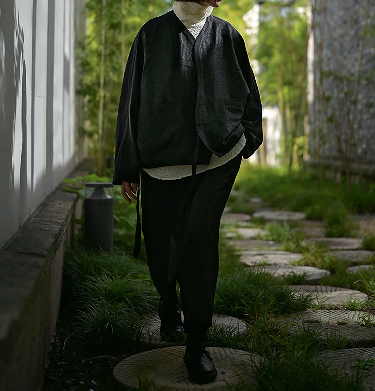 edoa Reversible Cracked Mud Silk Jacket