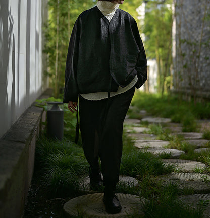 edoa Reversible Cracked Mud Silk Jacket