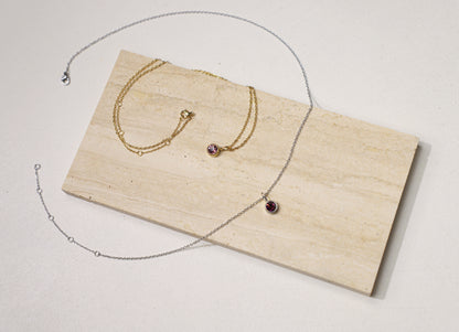 edoa Round Pendant Birthstone Necklace