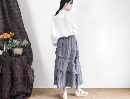 edoa maxi linen tiered skirt